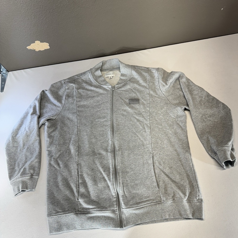 Dapper Boi Men's XL Gray Full Zip Track Jacket Sweatshirt Casual Active